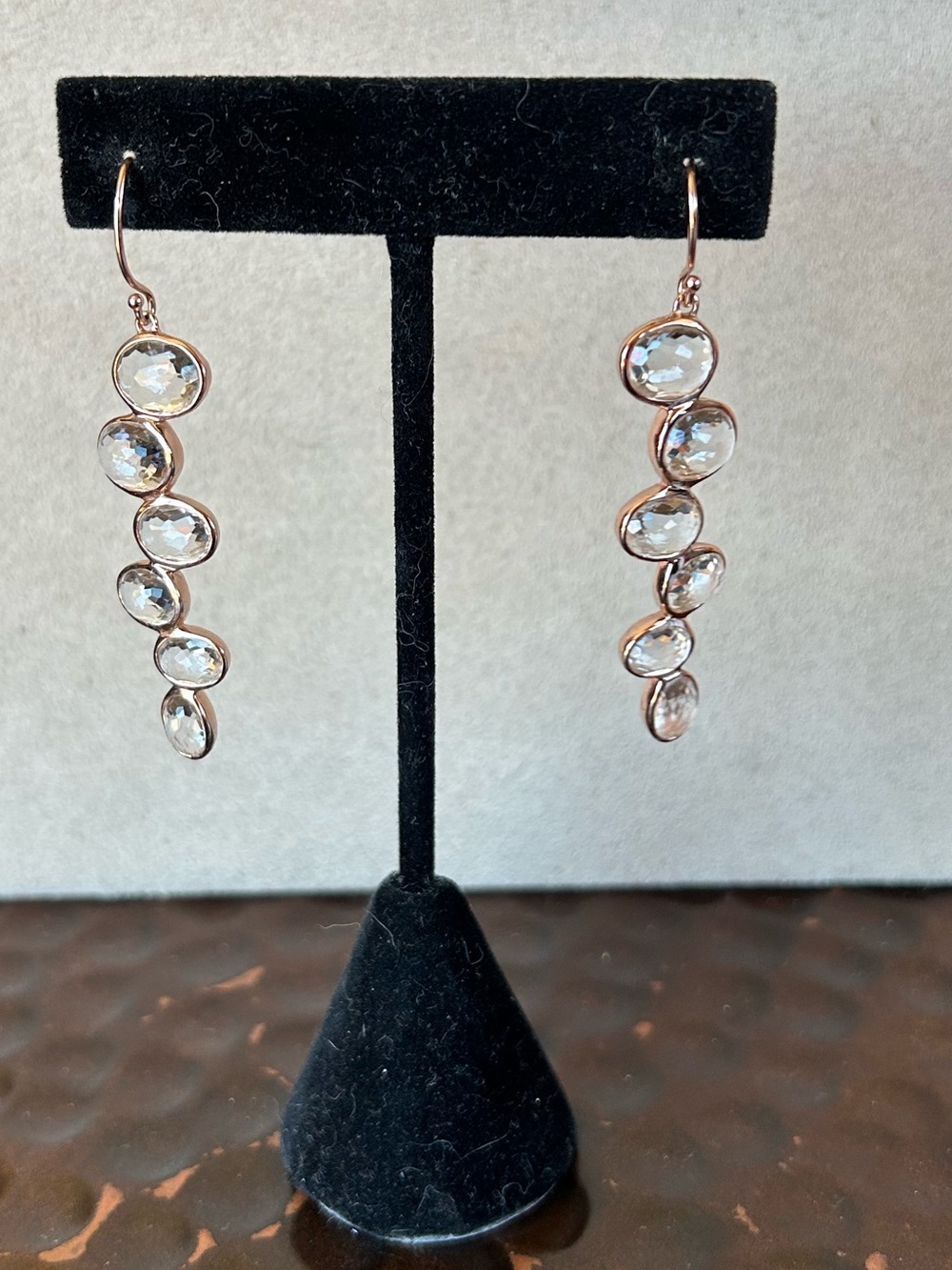 Ippolita Rose Gold Rock Candy Crystal 6 Gemstone Linear Drop Earrings